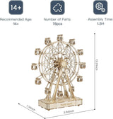 Vintage Ferris Wheel Wooden Music Box 3D Puzzle Kit for Adults WoodArtSupply