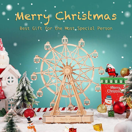 Vintage Ferris Wheel Wooden Music Box 3D Puzzle Kit for Adults WoodArtSupply