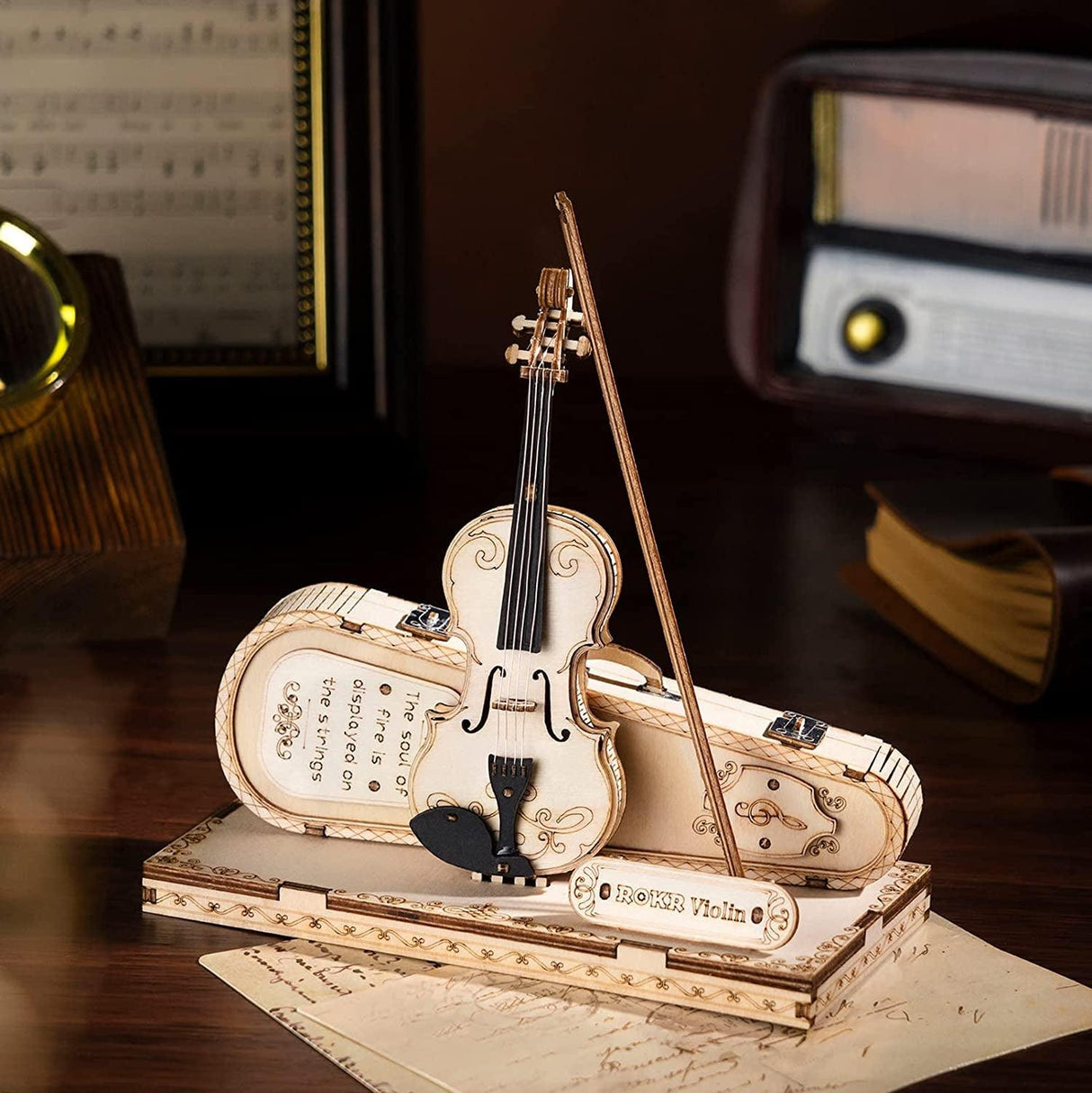 Exquisite 3D Wooden Violin Capriccio Puzzle Kit for Musical Enthusiasts WoodArtSupply
