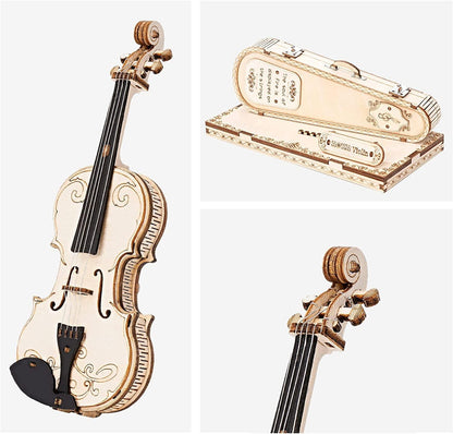 3D Puzzles Wood Craft Kits Mini Musical Instrument Model Kit Collectibles Home Desk Decor (Violin Capriccio) - WoodArtSupply