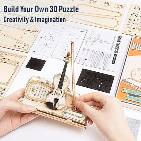 Exquisite 3D Wooden Violin Capriccio Puzzle Kit for Musical Enthusiasts WoodArtSupply