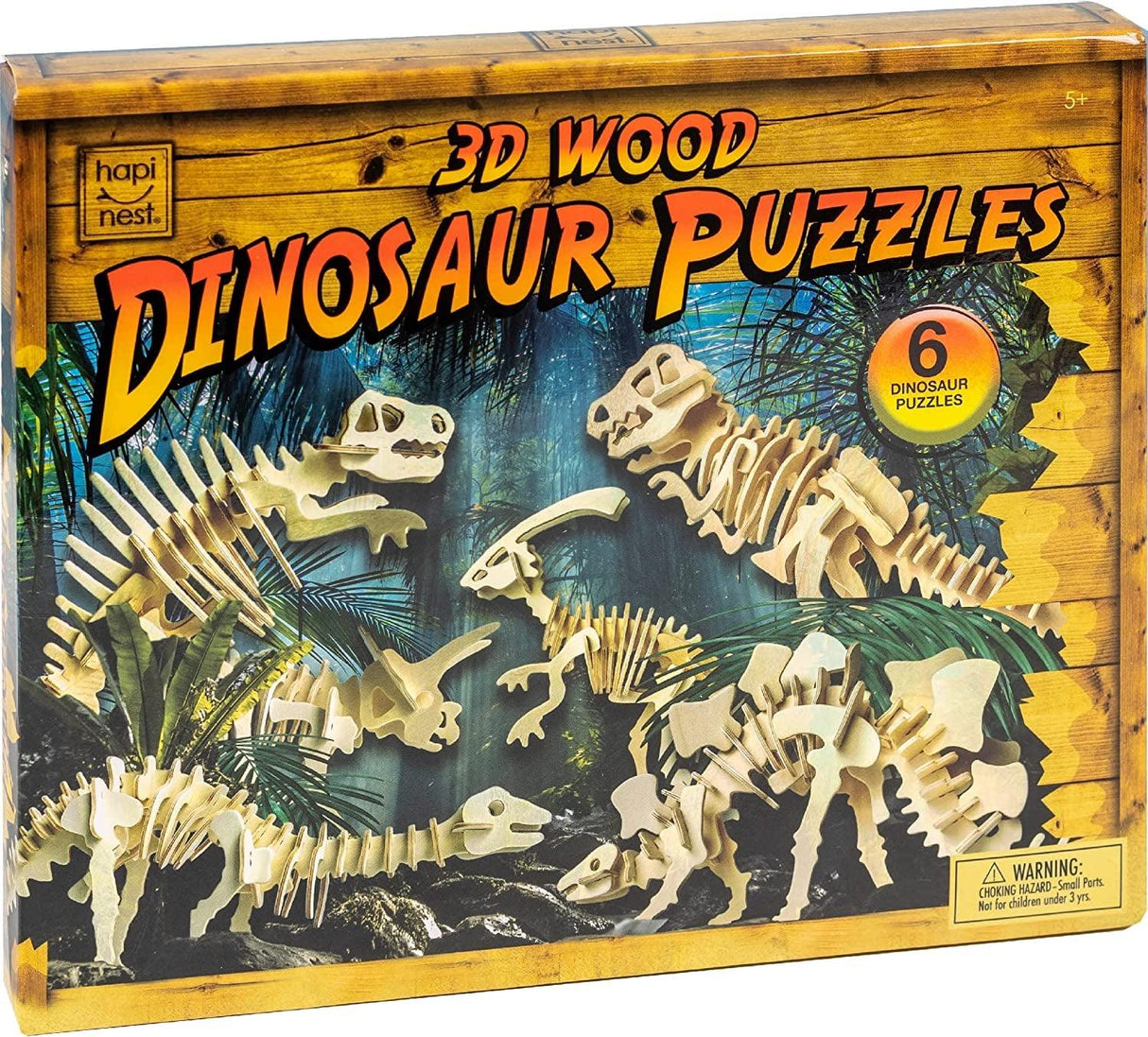3D Wooden Dinosaur Puzzle Kit - Build 6 Unique Dino Models for Kids WoodArtSupply