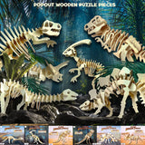 3D Wooden Dinosaur Puzzle Kit - Build 6 Unique Dino Models for Kids WoodArtSupply