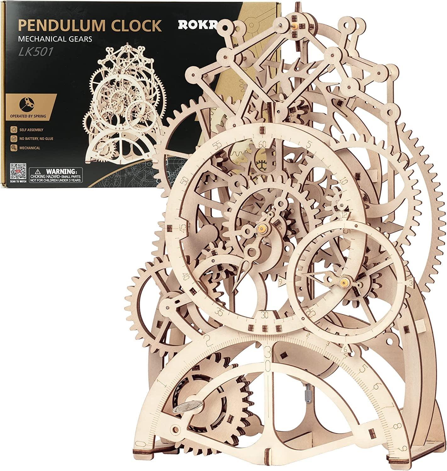 3D Wooden Mechanical Pendulum Clock Puzzle Kit - Engaging Family Craft ...