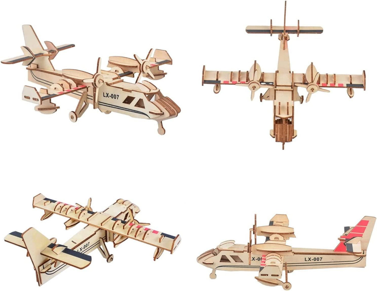 3D Wooden Aircraft & Helicopter Puzzle Set - 6 Premium Models for Interactive Building Fun WoodArtSupply