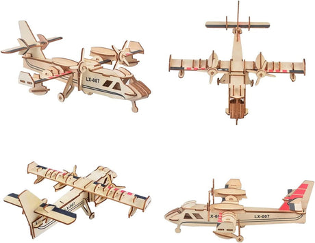 3D Wooden Aircraft & Helicopter Puzzle Set - 6 Premium Models for Interactive Building Fun WoodArtSupply