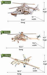 3D Wooden Aircraft & Helicopter Puzzle Set - 6 Premium Models for Interactive Building Fun WoodArtSupply