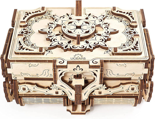 3D Wooden Puzzle Box Antique Wooden Box Wooden Model Kits for Adults and Teens Laser-Cut Mechanical Model - WoodArtSupply