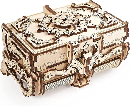 3D Wooden Puzzle Box Antique Wooden Box Wooden Model Kits for Adults and Teens Laser-Cut Mechanical Model - WoodArtSupply