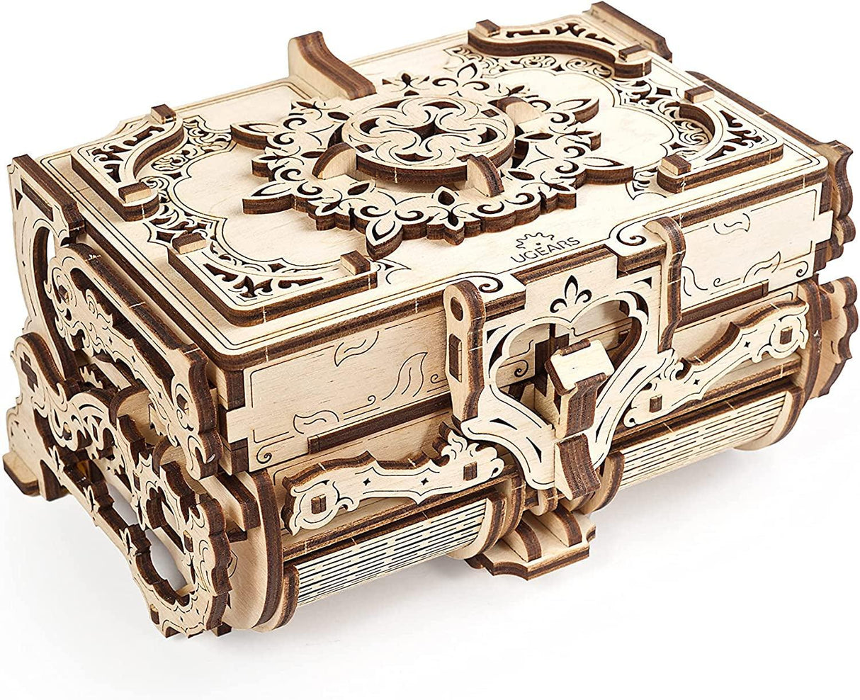 Antique 3D Wooden Puzzle Box - Laser-Cut Mechanical Model Kit for Adults and Teens WoodArtSupply