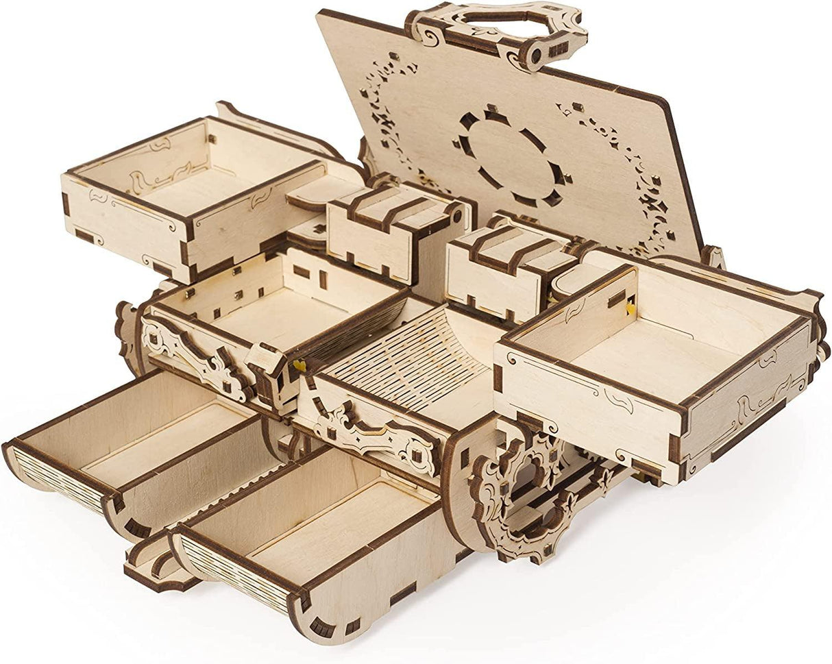 Antique 3D Wooden Puzzle Box - Laser-Cut Mechanical Model Kit for Adults and Teens WoodArtSupply