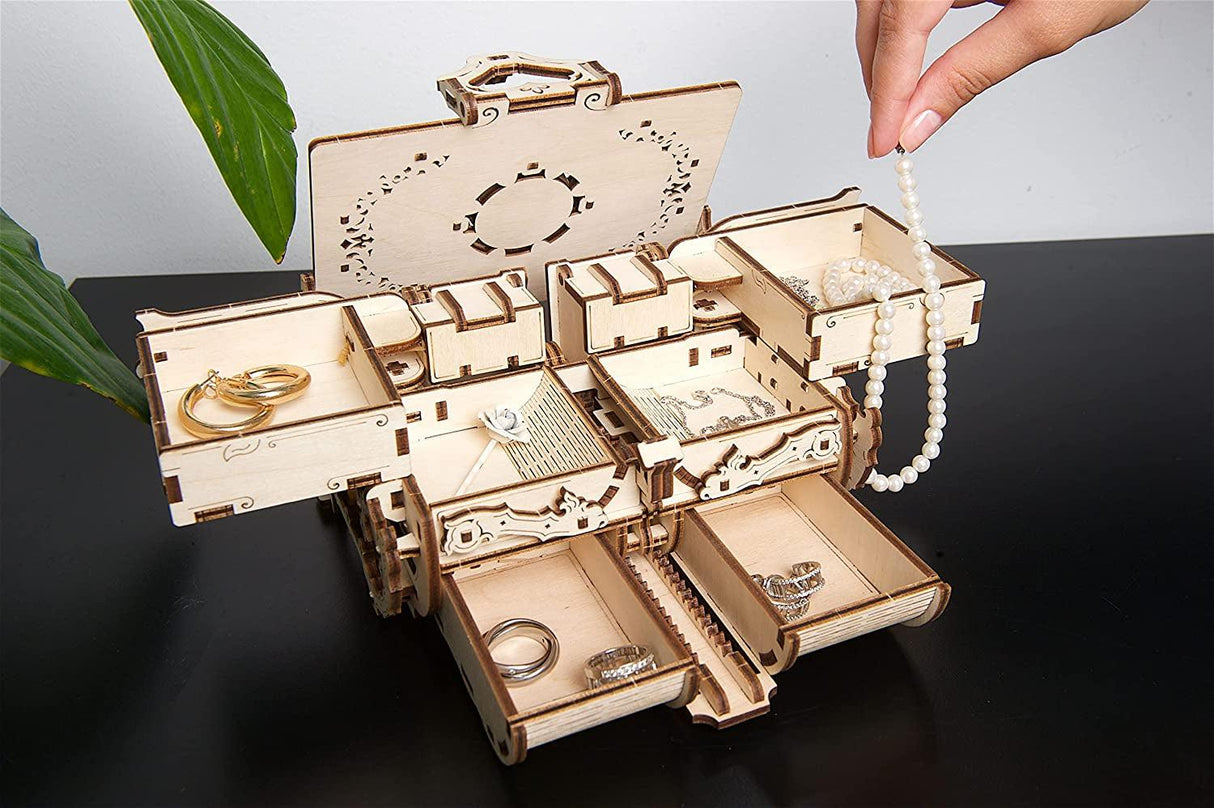 Antique 3D Wooden Puzzle Box - Laser-Cut Mechanical Model Kit for Adults and Teens WoodArtSupply