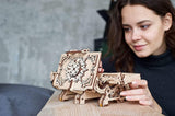Antique 3D Wooden Puzzle Box - Laser-Cut Mechanical Model Kit for Adults and Teens WoodArtSupply