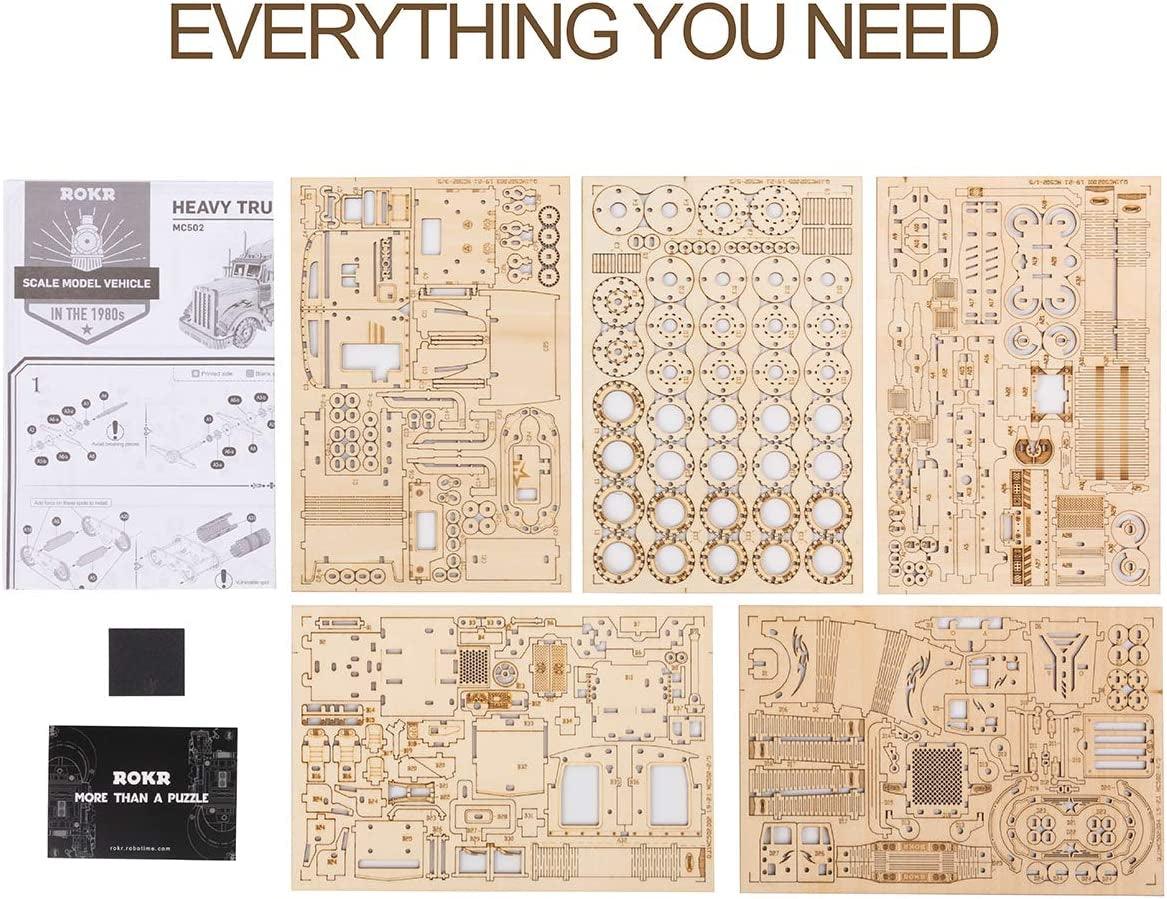 3D Wooden Heavy Truck Puzzle for Adults - Mechanical Model Building Kit WoodArtSupply