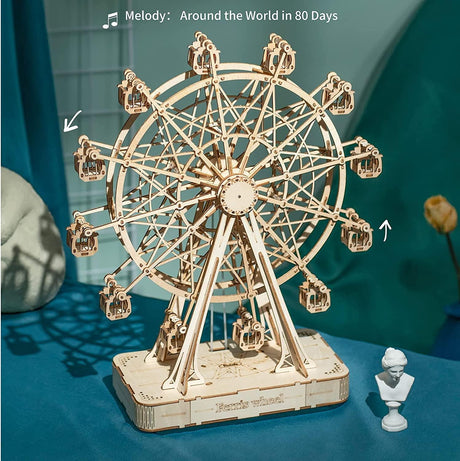 Hand Crank Music Box 3D Wooden Puzzle - DIY Craft Kit for Creative Fun WoodArtSupply