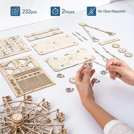 Hand Crank Music Box 3D Wooden Puzzle - DIY Craft Kit for Creative Fun WoodArtSupply
