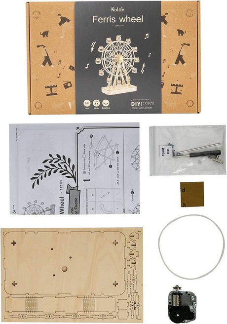 Hand Crank Music Box 3D Wooden Puzzle - DIY Craft Kit for Creative Fun WoodArtSupply