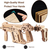 3D Wooden Rubber Band Machine Gun Puzzle DIY Craft Kit for All Ages WoodArtSupply