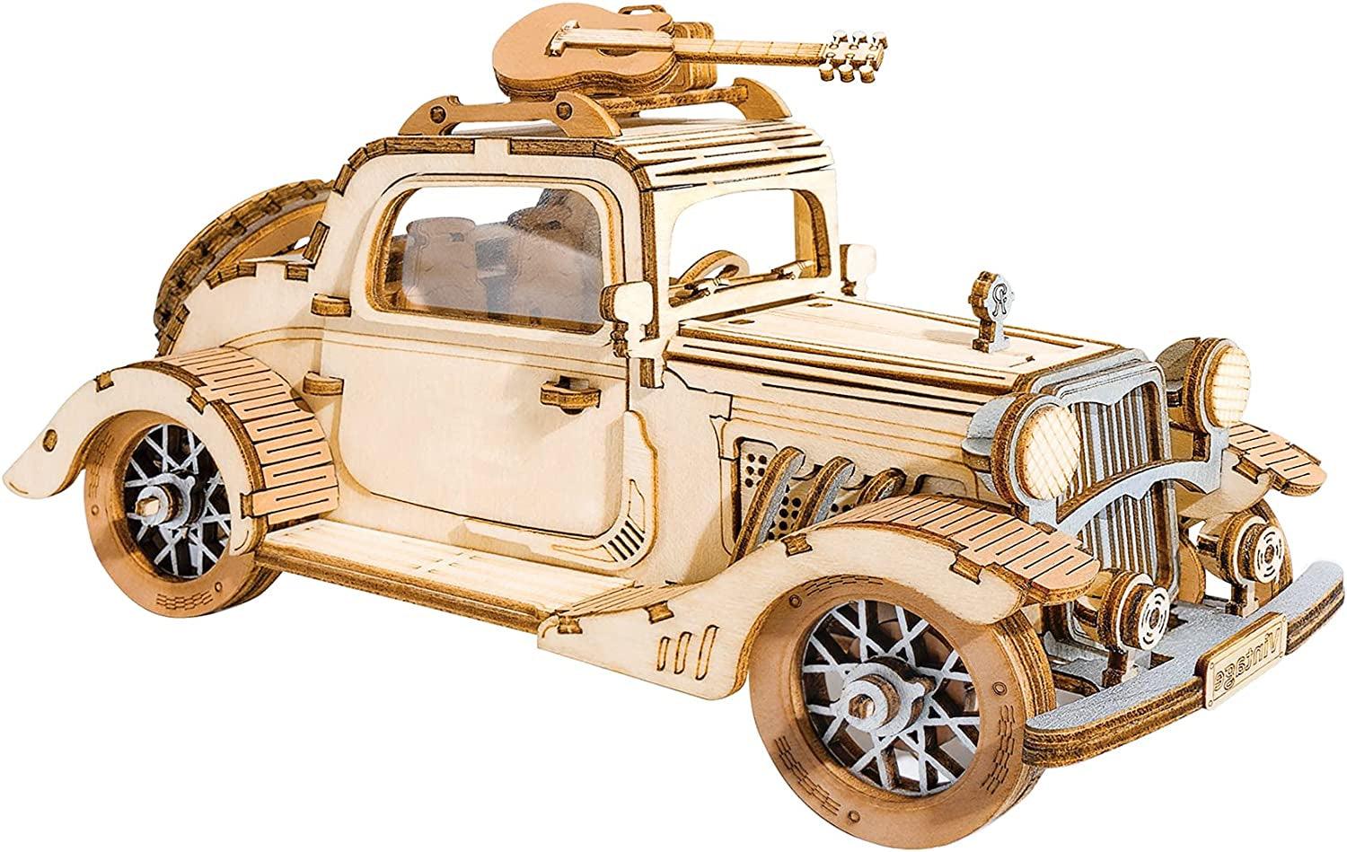 3D Wooden Puzzles Car DIY Model Kits to Build Wooden Model Vintage