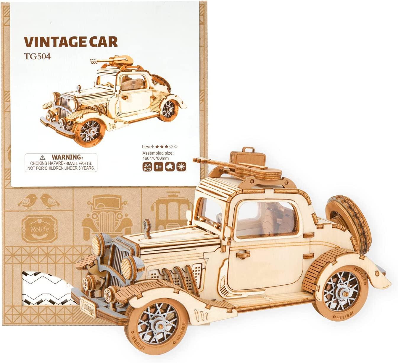 3D Wooden Puzzles Car DIY Model Kits to Build Wooden Model Vintage