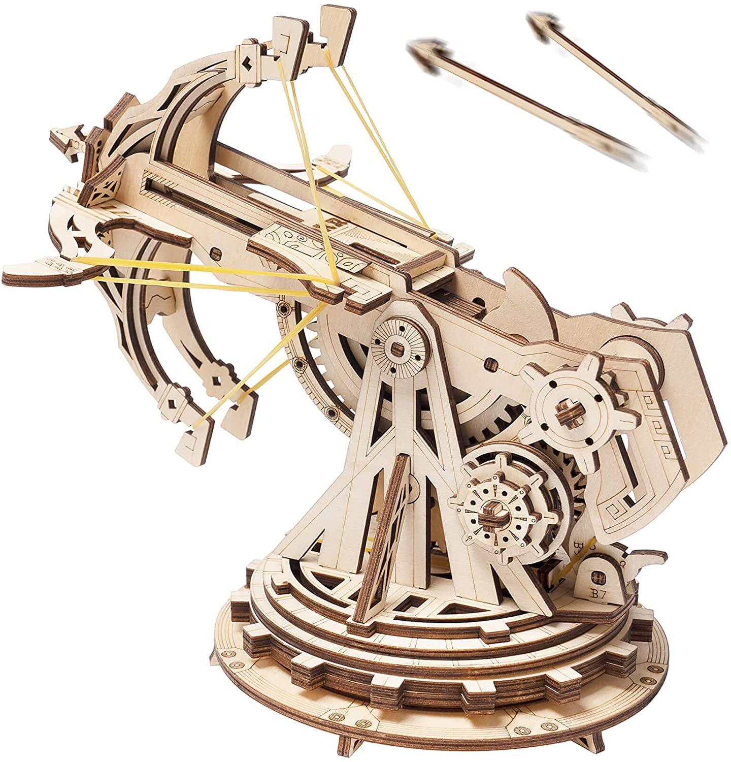 3D Wooden Ballista Launcher Model Kit for Adults - Interactive DIY STEM Project WoodArtSupply