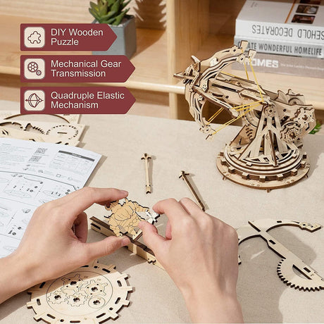 3D Wooden Ballista Launcher Model Kit for Adults - Interactive DIY STEM Project WoodArtSupply