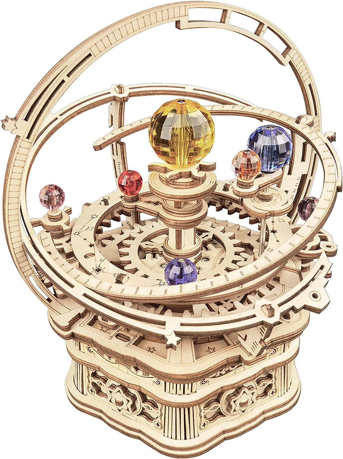 3D Wooden Puzzles for Adults Mechanical Music Box-Starry Night, DIY Rotating Music Box Model Building Kits - WoodArtSupply