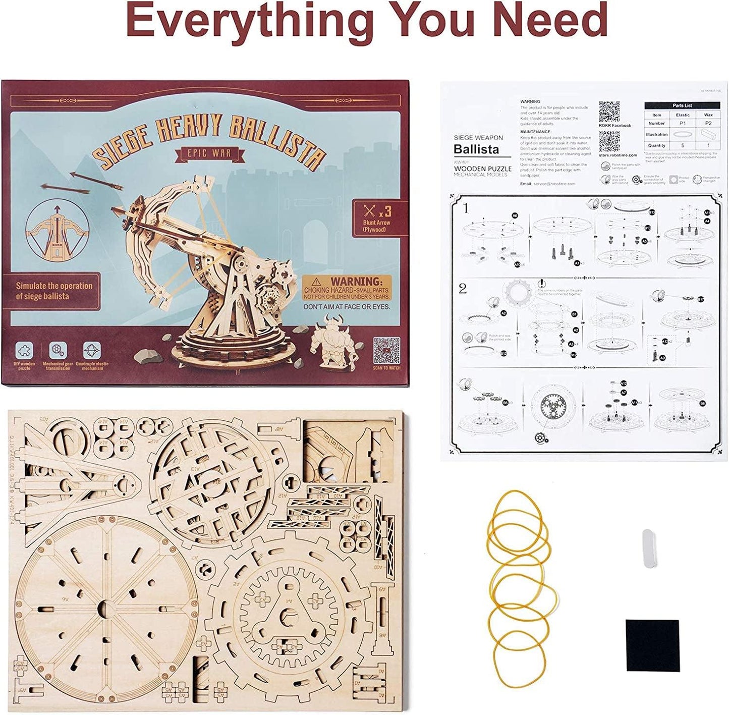 3D Wooden Puzzles for Adults Teens, DIY Catapult Mechanical Model Kits to Build - WoodArtSupply