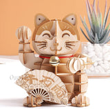 Lucky Cat 3D Wooden Puzzle Kit - Fun DIY Model for All Ages WoodArtSupply