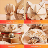 Lucky Cat 3D Wooden Puzzle Kit - Fun DIY Model for All Ages WoodArtSupply