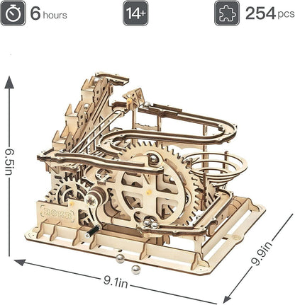 3D Wooden Puzzles Marble Run Set - Mechanical Model Kit for Adults DIY Roller Coaster Toys - WoodArtSupply