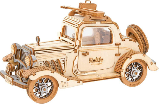 3D Wooden Puzzles Retro Car Model - Collectibles Wooden Model Kits for Adults Desk Toys - WoodArtSupply