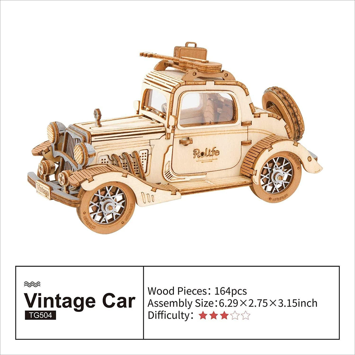 3D Wooden Antique Car Model Kit - Detailed Collectible Puzzle for Adults WoodArtSupply