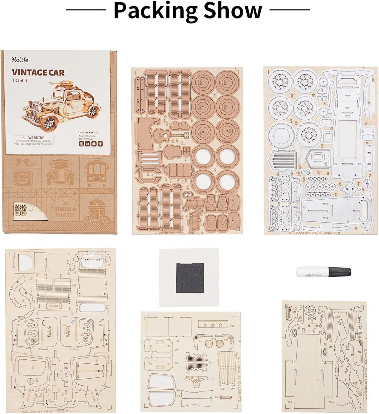 3D Wooden Antique Car Model Kit - Detailed Collectible Puzzle for Adults WoodArtSupply