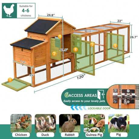 Large Chicken Coop with Nest Box and Run HouseOfZazla