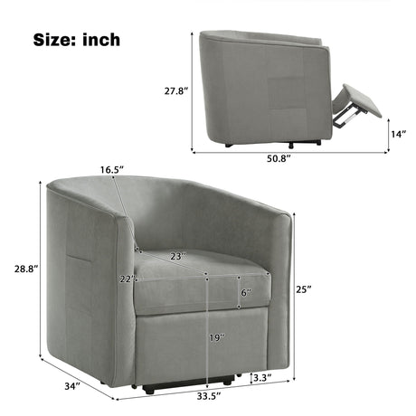 Power Lift Recliner Barrel Shape Reclining Chair With Footrest And Side Pocket HouseOfZazla