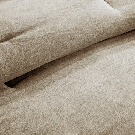 7 Piece Faux Suede Comforter Set Tan California King HouseOfZazla