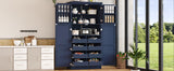 TOPMAX Freestanding Kitchen Pantry Cabinet with 4 Doors and Pull-Out Trays