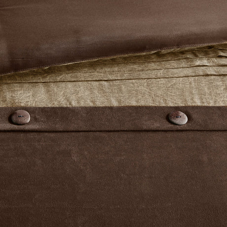 7 Piece Faux Suede Comforter Set Brown King HouseOfZazla
