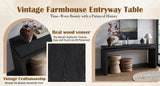 65-Inch Rustic Solid Wood Veneer Console Table