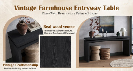 65-Inch Rustic Solid Wood Veneer Console Table HouseOfZazla