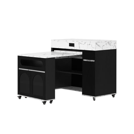 Extendable Dining Table With Folding Top, Rolling Kitchen Island With Drawers And Power Outlet HouseOfZazla