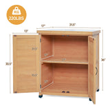 Potting Bench with Storage Cabinet and Metal Table Top for Outdoor Patio