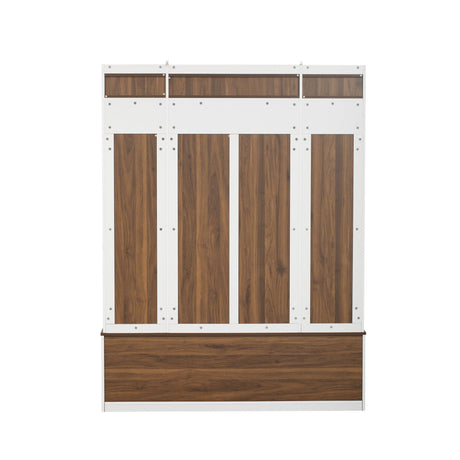 5 In 1 Entryway Bench With Coat Rack, 7 Sturdy Hooks, 2 Spacious Drawers And Adjustable Shelves HouseOfZazla