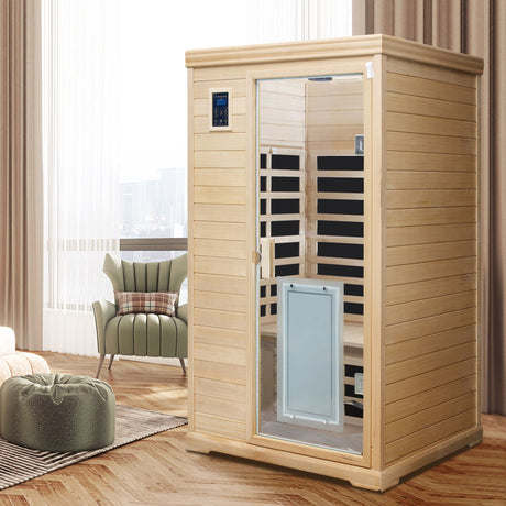 2 Person Far Infrared Hemlock Indoor Sauna Room - Natural HouseOfZazla