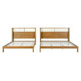 Premium Rubber Wood Platform Queen Bed Frame with Headboard