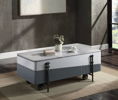 Wilkins High Gloss Coffee Table with Lift Top - Gray / White HouseOfZazla