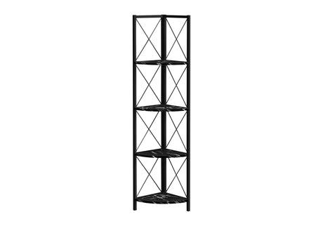 4-Tier Corner Bookshelf with Marble Look and Metal Frame HouseOfZazla