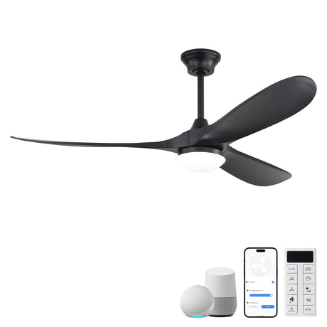 Smart Ceiling Fan With Lights, 3 Blades, Reversible Quiet DC Motor For Indoor HouseOfZazla