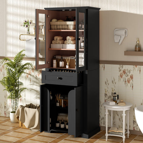 Bathroom Storage Cabinet, Adjustable Shelves & Drawer, Freestanding Tower HouseOfZazla